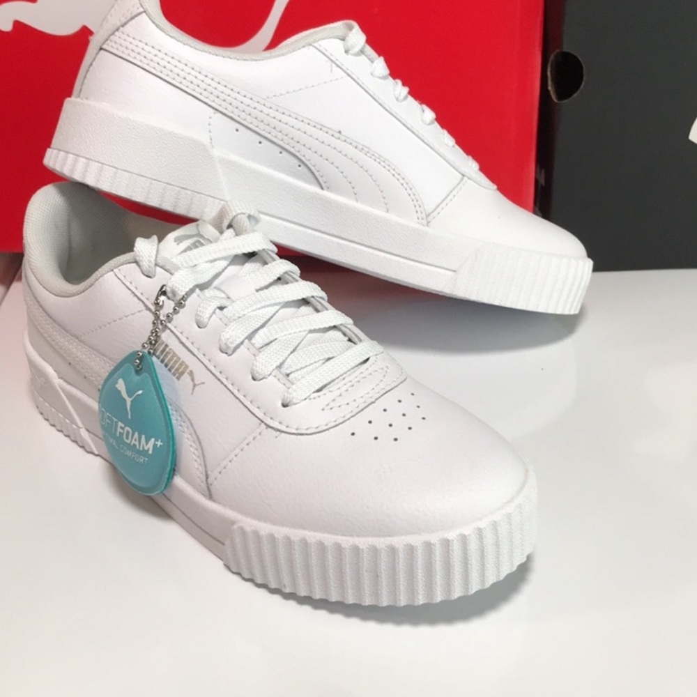 Puma sneakers, white, super foam soles, size 7 womens